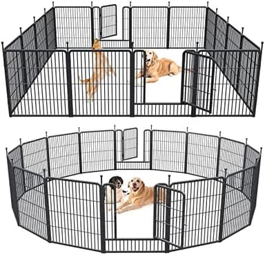 Musen Dog Playpen Indoor Outdoor, 16 Panels Dog Pen 32" Height Dog Fence Exercise with Doors for Large/Medium/Small Dogs, Portable Pet Playpen for Yard RV Camping, Hammer Paint Finish (Patent Pending - Image 3