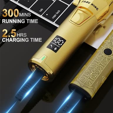 FADEKING® Professional Hair Clippers for Men - Cordless Hair Clippers, LCD Display Barber Clippers for Hair Cutting & Mens Grooming with Travel Case (Gold+Bronze) - Image 4