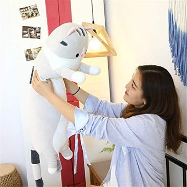 shangman Lovely Plush Cat Doll Cute Cartoon Soft Stuffed Kitten Pillow Long Throw Sleeping Toy Gift for Kids Girlfriend Multiple Size (Grey,50cm/19.6in) - Image 4