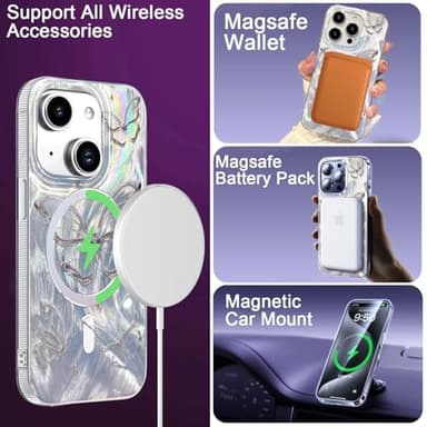 I-MGAE-IN-AR Compact Case for iPhone 14 Plus Shiny Silver Butterfly Design,[Compatible with MagSafe] Cute Soft Slim TPU Shockproof Protective Phone Cases Cover for Women Aesthetic - Image 6