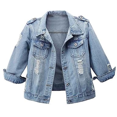 Hixiaohe Women Autumn 3/4 Sleeve Retro Short Denim Jackets Light Blue Jean Coats (03 Light Blue, XL) - Image 1