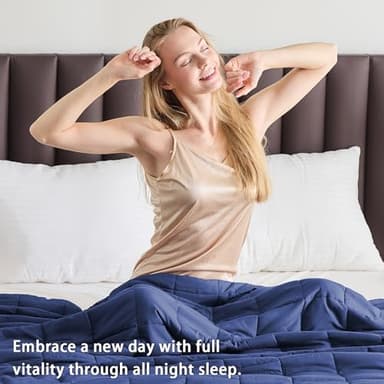 yescool Weighted Blanket for Adults (20 lbs, 60” x 80”, Blue) Cooling Heavy Blanket for Sleeping Perfect for 190-210 lbs, Queen Size Breathable Blanket with Premium Glass Bead, Machine Washable - Image 5