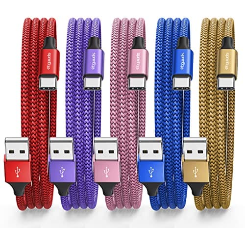 etguuds Color USB C Cable 3ft, 5-Pack USB to USB C Charger Cable, Fast Charging Cord Type C Braided for iPhone 15, for Samsung Galaxy S24 S23 S22 S21 S20 A25 A54 A15 A14, Note, Flip, Pixel, Moto, LG - Image 1