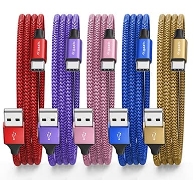 etguuds Color USB C Cable 3ft, 5-Pack USB to USB C Charger Cable, Fast Charging Cord Type C Braided for iPhone 15, for Samsung Galaxy S24 S23 S22 S21 S20 A25 A54 A15 A14, Note, Flip, Pixel, Moto, LG - Image 1
