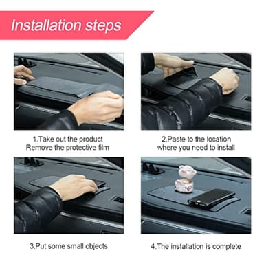 Car Dashboard Anti-Slip Sticky Pad, 15.7"x 7.8" Non-Slip Heat Resistant Rubber Mat, Auto Accessories for Home Office, Strong Adhesive Anti Slide Pad for Phones, Sunglasses, Keys (Black/Car) - Image 4
