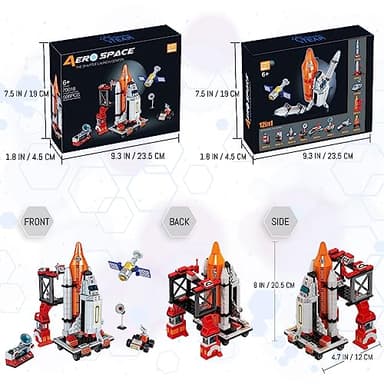 Space Exploration Shuttle Toys for 6 7 8 9 10 11 12 Year Old Boys 12-in-1 STEM Aerospace Building Kit Toy with Heavy Transport Rocket and Launcher Best Gifts for 6-12 Year Old Boys (566 PCS) - Image 4