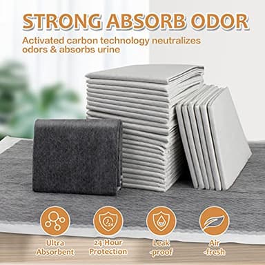HIDOGGYLD Dog Pee Pads Extra Large 28" x 34", 30 Count, Activated Carbon Charcoal Puppy Pads XL, Potty Pads for Dogs with Adhesive Sticky Tape, Disposable Training Bed Pads for Pets, Doggies, Cats - Image 2