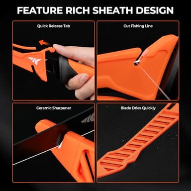 KastKing ToughTide 7pc Fishing Tool Kit, Rechargeable Digital Fish Scale with Lip Grip & Tape Measure, 7” Fillet Knife with Sheath & Sharpener, 8” Split Ring Pliers, Hook Remover, Microfiber Towel - Image 6