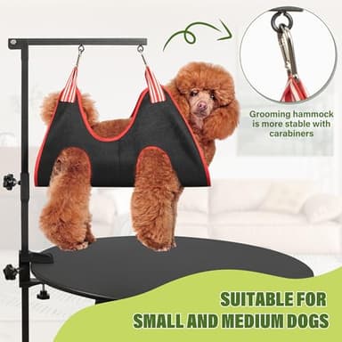 Dog Grooming Arm with Pet Grooming Hammock, getlstub 35" Pet Grooming Table Arm with Adjustable No Sit Haunch Holders, Dog Grooming Stand with Loop Noose for Small and Medium Pets - Image 3
