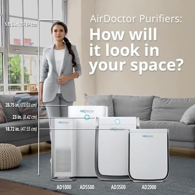 AIRDOCTOR AD3500 Air Purifier for Home and Large Rooms Up to 1260 sq. ft. 2x/hour | UltraHEPA, Carbon, VOC Filters and Air Quality Sensor. Captures Particles 100x Smaller Than HEPA - Image 2