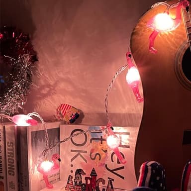 Egcol Pink Flamingo String Lights 8.5Ft 10 Tropical Flamingo Fairy Lights Plug in UL Listed for Indoor Outdoor Party Camping Bedroom Patio Christmas Wedding Decorations - Image 4