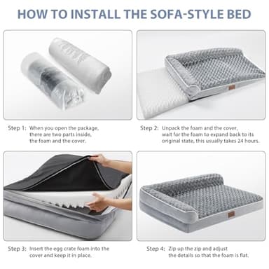 BFPETHOME Orthopedic Dog Bed for Extra Large Dogs-Big Waterproof Sofa Dog Bed with Removable Washable Cover, Large Pet Bed with Waterproof Lining and Nonskid Bottom,Pet Bed for Large Dogs, Grey - Image 5