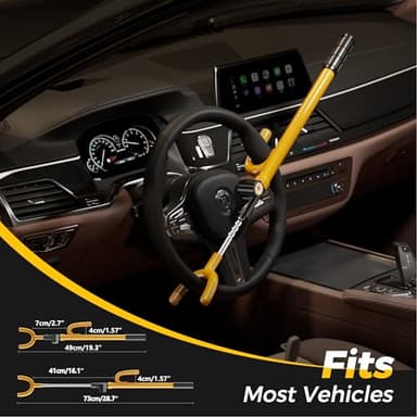 SURDOCA Upgraded Car Steering Wheel Lock Anti-Theft Device, Steering Wheel Locks for Car SUV Van, Easy Installation, Rubber Protection, Extendable Universal Security Device - Image 4