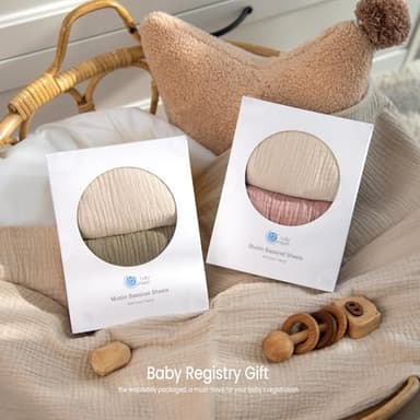 lulumoon Muslin Bassinet Sheets for Baby: Soft Bedside Sleeper Bassinet Fitted Sheets for Boys and Girls - Image 6