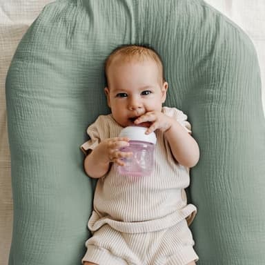 Muslin Bassinet Fitted Sheets, 2 Pack for Baby Boy and Girl, Soft Breathable Stretchy Baby Pad/Mattress Sheet Set, Universal Fit for Hourglass Oval and Rectangle Bassinet Mattress (Natural Leaves) - Image 2