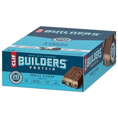 CLIF BUILDERS Protein Bars - Cookies 'n Cream Flavor - 20g Plant Based Protein - Gluten Free - Non-GMO - Low Glycemic - No Artificial Sweeteners - 2.4 oz. (12 Pack) - Image 12