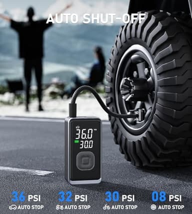 Tire Inflator Portable Air Compressor, 150PSI Cordless Mini Air Pump with Digital Pressure, Bike Pump, 3X Fast Inflation Tire Inflator for Car, Motorcycle, Bike, Ball-LED Light and Auto Shut-Off - Image 3