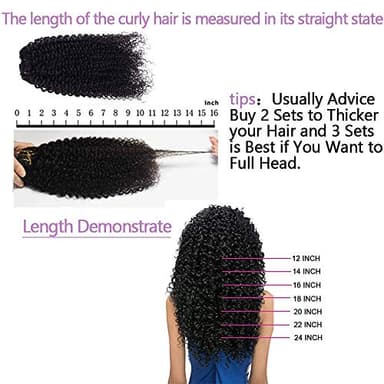 16 Inch Kinky Curly Clip ins Human Hair 110g 8pcs 20 Clips 3C 4A Curly Clip In Hair Extensions Real Human Hair Brazilian Virgin Hair Full Head for Women Natural Black - Image 5