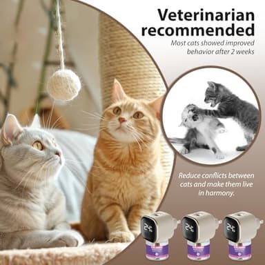 Multi Cat Calming Diffuser Relieve Stress Anxiety Cat Pheromones Calming Diffuser with Timing Function Cat Pheromone Diffuser 3 Pack Pheromones to Reduce Fighting Spraying and Scratching Fits All Cats - Image 5