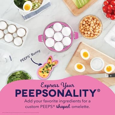PEEPS x Dash Bunny Rapid Egg Cooker: 7 Egg Capacity Electric Egg Cooker for Hard Boiled Eggs, Poached Eggs, Scrambled Eggs, or Omelets with Auto Shut off Feature - Pink - Image 3