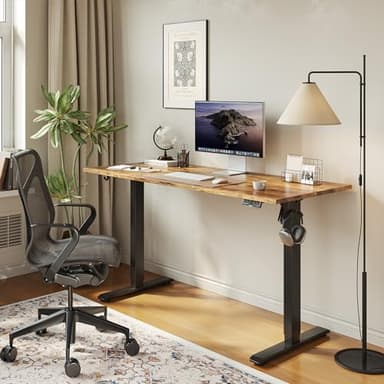 Agilestic Electric Standing Desk, Large 60 x 24 Inches Height Adjustable Desk, Sit Stand up for Work Office Home, Ergonomic Rising Computer Table with Memory Preset, Rustic Brown - Image 4