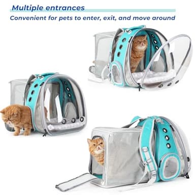Lollimeow Cat Carrier Backpack, Bubble Dual Expandable Backpack Carrier, Pets and Small Dogs,Airline-Approved, Designed for Travel, Hiking, Walking & Outdoor Use (Dual Expandable-Green) - Image 4