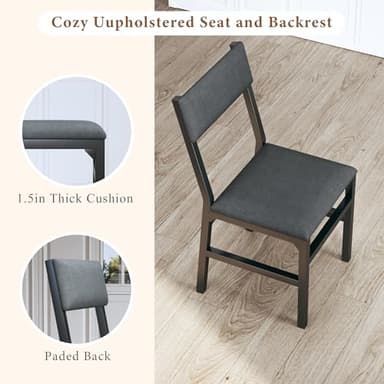 HUAHUU Dining Table Set for 4, Extendable Kitchen Table Cushion Chairs Set of 4, Rectangle Dining Table with Metal Frame & MDF Board, Folding for Small Apartment Saving Space, Black - Image 6