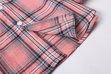 SANGTREE Boys Long Sleeves Flannel Plaid Button Down Shirt Tops Pink Plaid, 12-18 Months = Tag 80 - Image 7