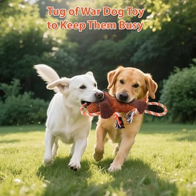 Plush Dog Toys with Rope, Squeaker & Crinkle Paper – Interactive Squeaky Chew Toy for Large Dogs & Puppies – Tough Pet Toy for Tug of War, Fetch & Dental Exercise - Image 4
