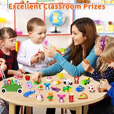 70 Pack Animal Erasers for Kids Bulk Desk Pets Classroom Prizes Treasure Box Toys for Classroom Supplies, 3D Puzzle Mini Erasers Pencil Eraser Back to School Supplies for Kids Party Favors (Random) - Image 2