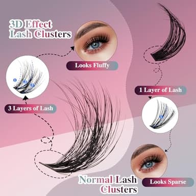 Mayhug Lash Extension Kit 144 Pcs, 3D Lash Clusters 8-18/D Curl Wispy Lash Clusters with 10ml Bond and Seal Waterproof, 5ml Lash Remover, Lash Tweezers Eyelash Extensions Kit at Home (Prism Kit) - Image 4