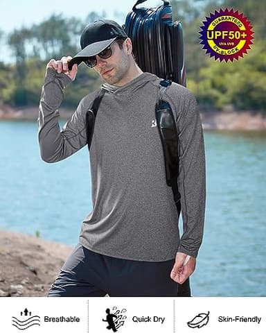 Roadbox UPF 50+ Fishing Shirts for Men Long Sleeve UV Sun Protection Hoodie Outdoor Hiking Shirts - Image 5