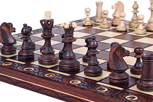 Chess and games shop Muba Beautiful Handcrafted Wooden Chess Set with Board and Chess Pieces - Gift idea Products (16inch (40 cm)), 1-2 Players - Image 1