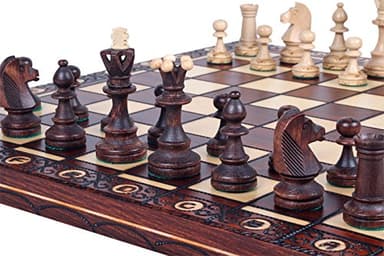 Chess and games shop Muba Beautiful Handcrafted Wooden Chess Set with Board and Chess Pieces - Gift idea Products (16inch (40 cm)), 1-2 Players - Image 1