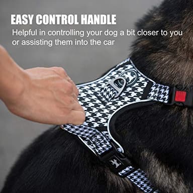 PoyPet No Pull Dog Harness, [Release on Neck] Reflective Adjustable No Choke Pet Vest with Front & Back 2 Leash Attachments, Soft Control Training Handle for Small Medium Large Dogs(Houndstooth,S) - Image 5