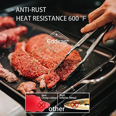 Tongs For Cooking - Heat Resistant 600 Degrees Stainless Steel Kitchen Tong,Heavy Duty Metal Locking Tongs - Perfect for Food,Salad and BBQ set of 3 (7",9" and 12") Dishwasher - Image 3