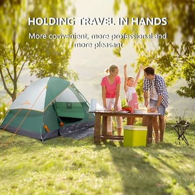 ASFANES 4 Person Waterproof Tents for Camping Easy Setup Outdoor Portable Backyard Camping Tents Suitable for Car, Backpacking, Hiking, Picnic or Fishing, Army Green - Image 3