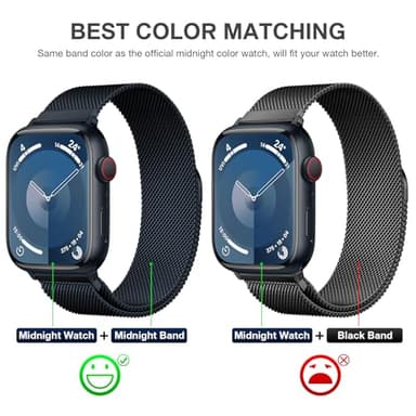 Stainless Steel Milanese Loop Compatible with Apple Watch Band 38mm 40mm 41mm 42mm（series 11/10） for men and women, Magnetic Clasp Replacement for iWatch Bands Ultra Series11 10 9 8 7 SE 6 5 4 3 2 1, Midnight - Image 3