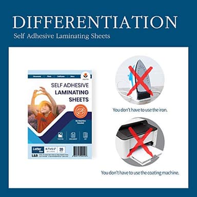 Self Stick Laminating Sheets 8.7 x 12.2 Inches, 4mil, Pack of 20, No Heat, No Machine, Peel and Stick Laminating Sheets, Self Adhesive Contact Paper, Self Sealing Clear Vinyl Stickers by VIOLLETO" - Image 3