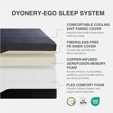 Dyonery Firm Queen 14 Inch Memory Foam Mattress in a Box, Cooling Knit Fabric Cover, Copper Memory Foam, Made in The USA of US Foam, CertiPUR-US Certified, 80”x60”, Black - Image 3