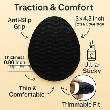 Non-Skid Shoe Pads – 3" × 4.3" Anti-Slip Sole Protectors for Dress Shoes & Leather Soles – Self-Adhesive Grip Pads (Black, 3 Pairs) - Image 5