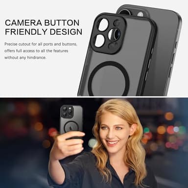 BENTOBEN Magnetic for iPhone 16 Pro Max Phone Case 2024, [Compatible with Mag Safe] [Full Camera Protection] Translucent Matte Slim Shockproof Protective Cute Cover for iPhone 16 Pro Max 6.9" Black - Image 3
