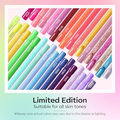 modelones 40 Pcs Gel Nail Polish Set, 36 Colors Rainbow Neon Gel Polish Bright Hot Pink Green Yellow Purple Blue Glitter Nail Gel Polish with Soak Off Base Coat& Matte Glitter Glossy Top Coat - Image 2