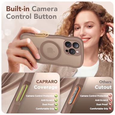 CAPRARO for iPhone 16 Pro Max Case for Women Girls, Upgraded [Full Camera Protection] [Compatible with MagSafe] Cute Wave Translucent Matte Phone Case for iPhone 16 Pro Max, Brown - Image 5