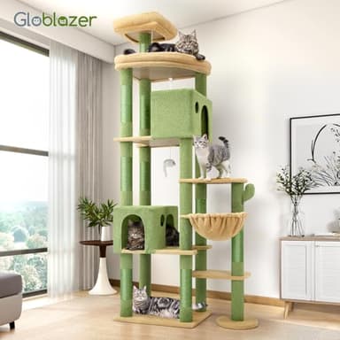 Globlazer Cactus Giant Cat Tree, 83 inch Cat Tree for Indoor Cats Large Adult, XXL Cat Tower with 9 Scratching Posts for 20lb+ Heavy Duty Large Adult Cats, F83, Green - Image 8