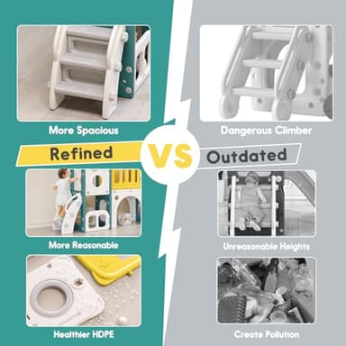 MOCUTEEN 8 in 1 Toddler Slide,Baby Playset for Indoor Outdoor Playground with Basketball Hoop,Storage and Telescope,Climbing Toys for Toddler Playground Playset - Image 5