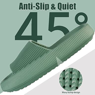 rosyclo Cloud Slides for Women and Men, Pillow House Slippers Super Soft Comfy Non-Slip Breathable Bathroom Shower Shoes Cloud Cushion Slide Sandals for Indoor Outdoor, Green - Image 3