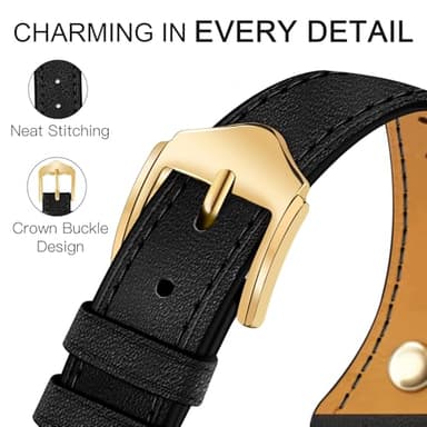 JR.DM Slim Leather Bands Compatible with Apple Watch Band 38mm 40mm 41mm 42mm 44mm 45mm 46mm 49mm, Genuine Leather Band with Charms, Feminine Design for Iwatch Ultra SE Series 11 10 9 8 7 6 5 4 3 2 1 - Image 5
