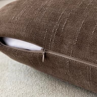Foindtower Pack of 2 Soft Textured Chenille Throw Decorative Pillow Covers Lumbar Accent Solid Cushion Cover Cozy Neutral Farmhouse Pillow Case for Couch Sofa Bedroom Living Room 12x20 Inch, Chocolate - Image 4