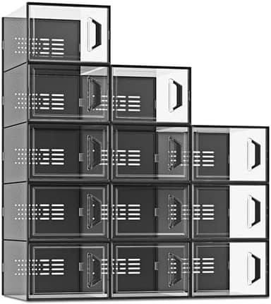 SEE SPRING X-Large Shoe Storage Box Fit Size 11, Clear Plastic Stackable Shoe Organizer for Closet, Space Saving Sneaker Shoe Rack Containers Bins Holders for Entryway, Under Bed, 12 Pack Black - Image 3